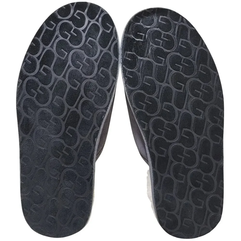 UGG Men Scuff Wool Lined Mule Slippers Size US 10 Dark Grey Suede